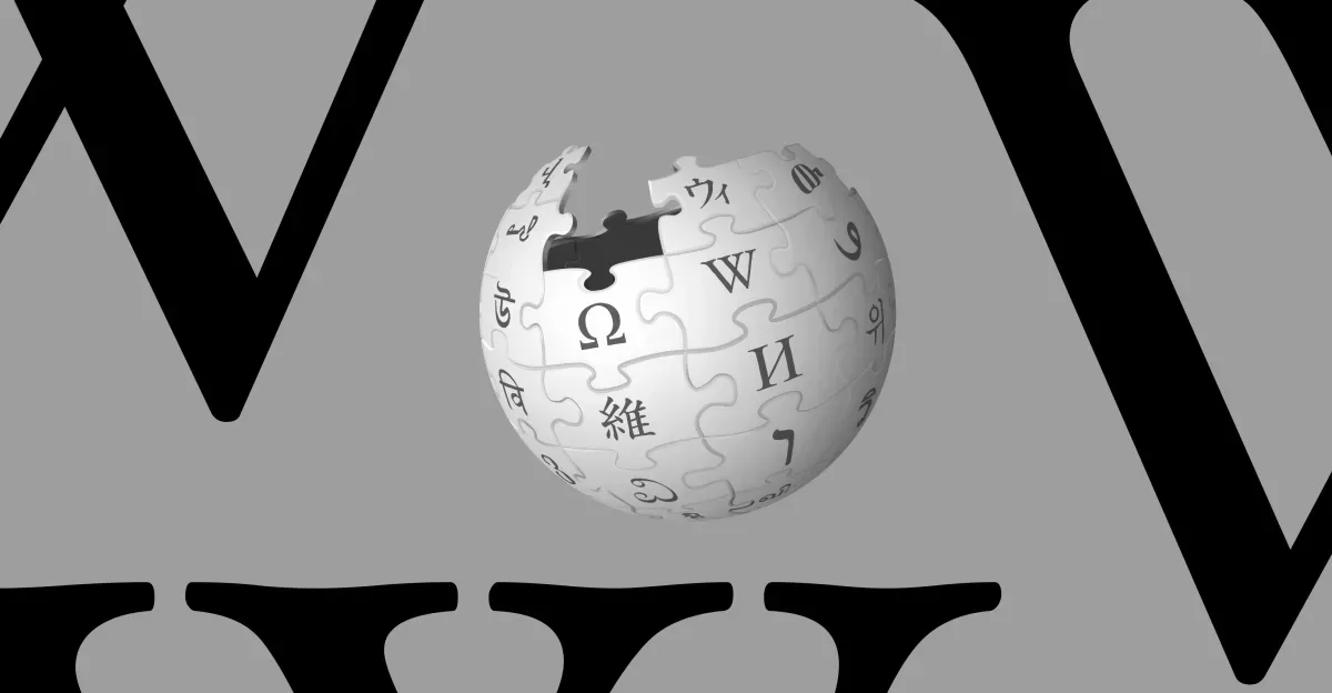 Wikipedia “W” and globe on a grey background.