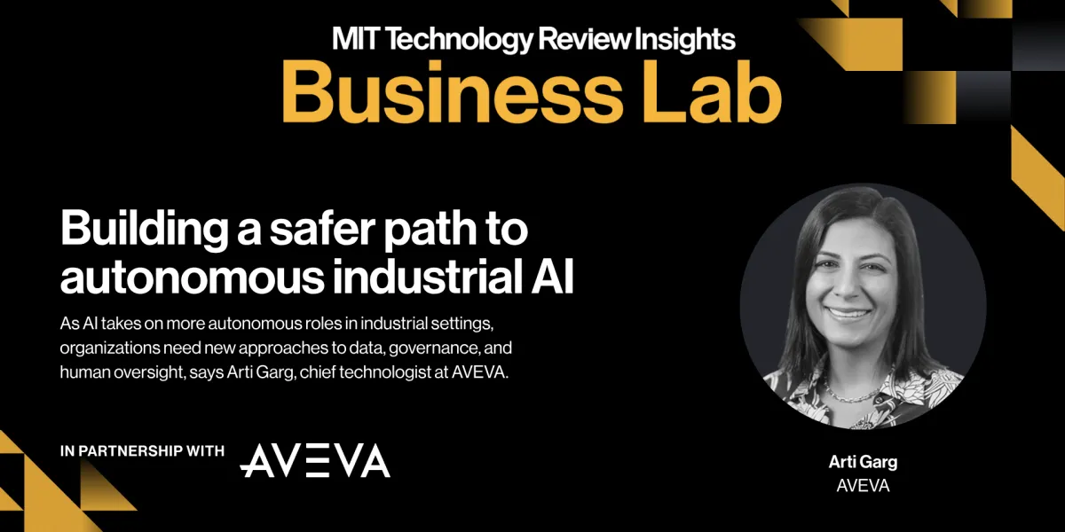 Illustration from MIT Technology Review: AVEVA's Arti Garg sets out a bounded path to letting AI control industrial setpoints
