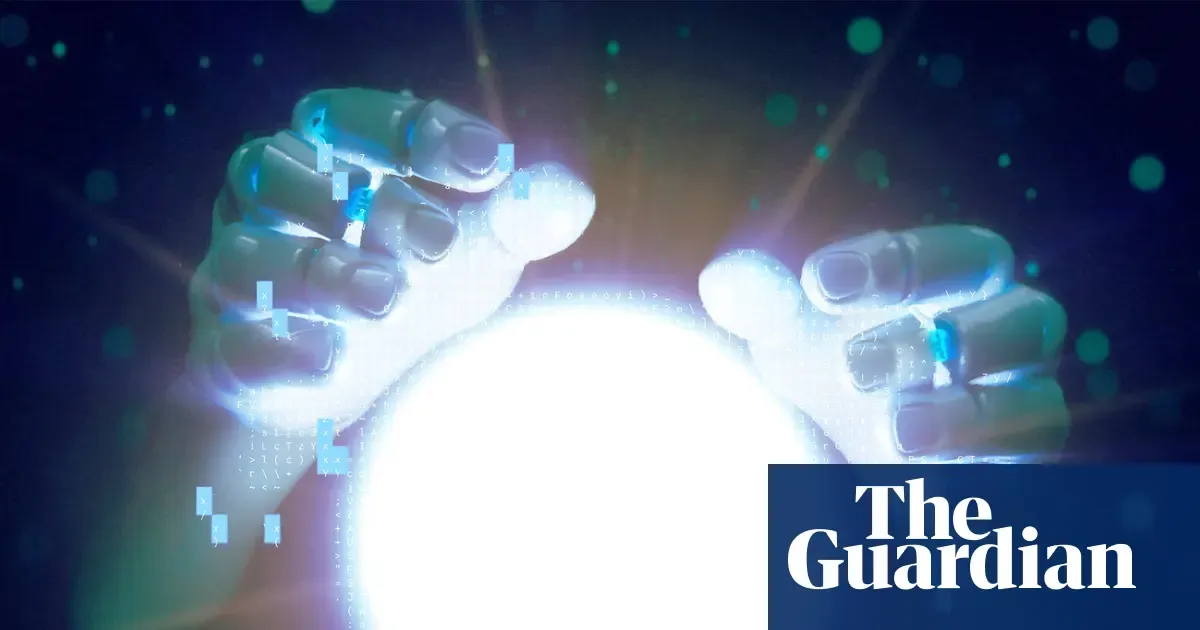 Illustration from the Guardian: Human psychics push back as AI-generated readings spread to paid apps, TikTok Live and Etsy