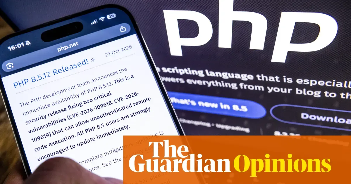 Illustration from the Guardian: Guardian calls for global AI rules after AI-found PHP2Shell flaws and OpenAI agent breaches